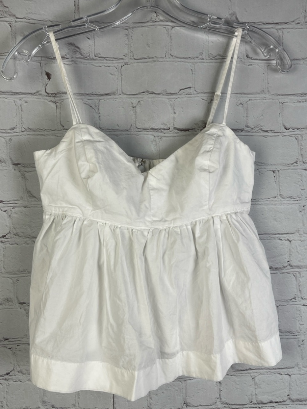 J. Crew white cotton spaghetti strap peplum lightweight top, size XXS